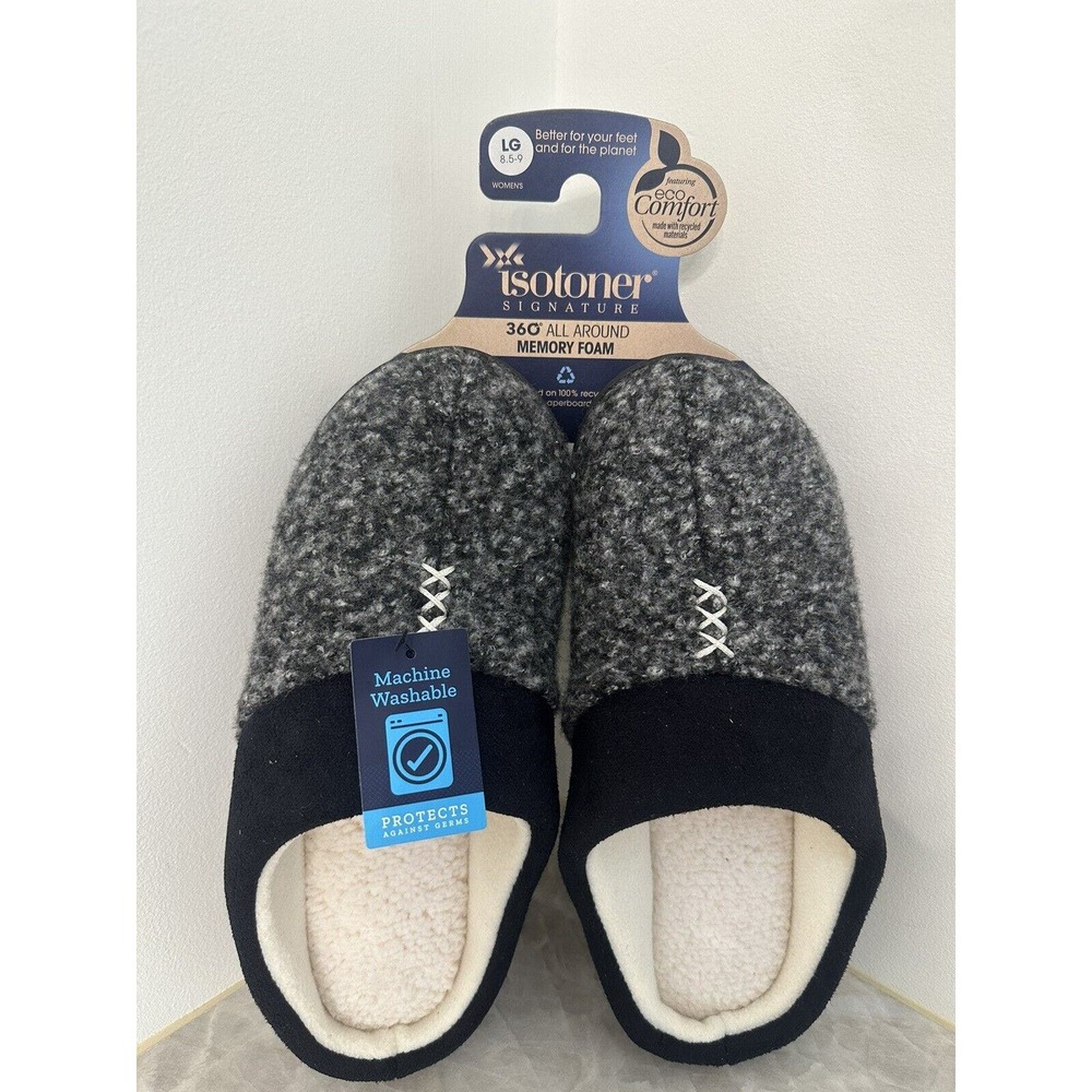Isotoner womens slippers, size LG (8.5-9), 360 all around memory foam
